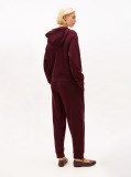 Red Logo Embroidery Drawstring Hoody  Women