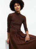Brown Pleated Midi Fit And Flare Dress  Women