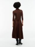 Brown Pleated Midi Fit And Flare Dress  Women