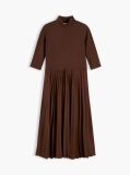 Brown Pleated Midi Fit And Flare Dress  Women