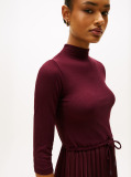 Red Pleated Midi Fit And Flare Dress  Women