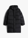 Black Water Repellent Down Hooded Coat  Women