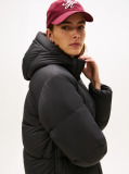 Black Water Repellent Down Hooded Coat  Women