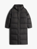 Black Down Hooded Longline Puffer Coat  Women