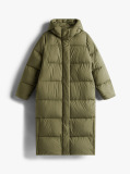 Green Down Hooded Longline Puffer Coat  Women