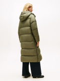 Green Down Hooded Longline Puffer Coat  Women