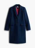 Blue Single Breasted Coat With Cashmere  Women