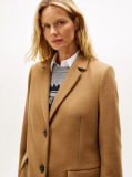 Brown Single Breasted Coat With Cashmere  Women