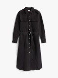 Black Relaxed Midi Belted Utility Dress  Women