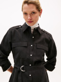 Black Relaxed Midi Belted Utility Dress  Women