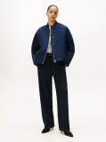 Blue Padded Water Repellent Relaxed Bomber Jacket  Women