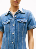 Blue Midi Denim Short Sleeve Shirt Dress  Women