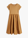Brown Gold-Tone Button Midi Dress  Women