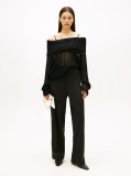 Black Sequin Cowl Neck Slim Jumper  Women
