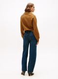 Blue Mid Rise Relaxed Barrel Leg Jeans  Women