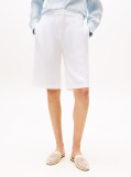 White Linen Blend Tailored Shorts  Women