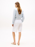 White Linen Blend Tailored Shorts  Women