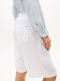 White Linen Blend Tailored Shorts  Women