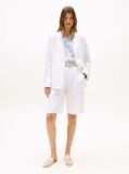 White Linen Blend Tailored Shorts  Women
