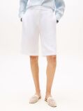 White Linen Blend Tailored Shorts  Women