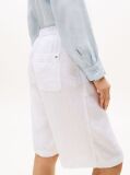 White Linen Blend Tailored Shorts  Women