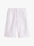 White Linen Blend Tailored Shorts  Women