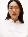 Beige Logo Embroidery Pique Crew Neck Sweatshirt  Women