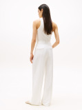 White Relaxed Linen Blend Suit Trousers  Women