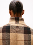 Multi Check Wool Blend Relaxed Harrington Jacket  Women