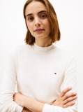 Beige Mock Neck Slim Long Sleeve Top  Women