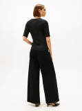 Black Ribbed Slim Half Sleeve T-Shirt  Women