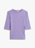 Purple Ribbed Slim Half Sleeve T-Shirt  Women