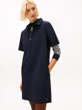 Blue Half-Zip Relaxed Shift Dress  Women