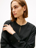 Black Keyhole Cutout Relaxed Fit Blouse  Women
