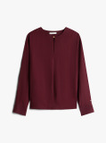 Red Keyhole Cutout Relaxed Fit Blouse  Women