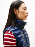 Blue Water Repellent Padded Packable Slim Gilet  Women