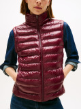 Red Water Repellent Padded Packable Slim Gilet  Women