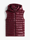 Red Water Repellent Padded Packable Slim Gilet  Women