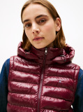 Red Water Repellent Padded Packable Slim Gilet  Women