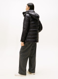 Black Shiny Water Repellent Down Puffer Coat  Women