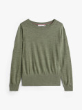 Green Boat Neck Pure Wool Jumper  Women