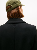 Black Wool Blend Longline Coat With Cashmere  Women