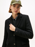 Black Wool Blend Longline Coat With Cashmere  Women