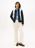 Blue Crest Embroidery Padded Quilted Slim Jacket  Women