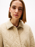Beige Crest Embroidery Padded Quilted Slim Jacket  Women