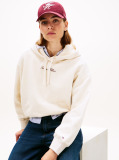 Beige Textured Logo Relaxed Fleece Hoody  Women