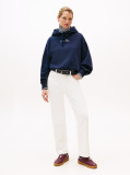 Blue Textured Logo Relaxed Fleece Hoody  Women