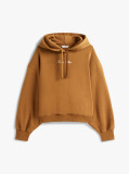 Khaki Textured Logo Relaxed Fleece Hoody  Women