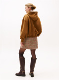 Khaki Textured Logo Relaxed Fleece Hoody  Women