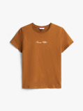 Khaki Textured Logo T-Shirt  Women